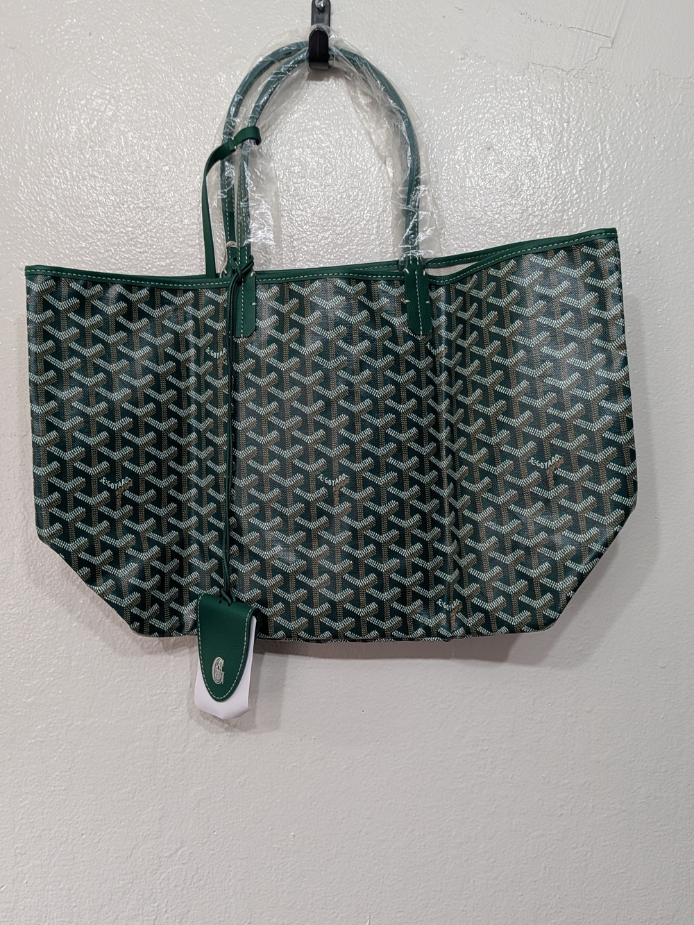 Goyard Green Patterned Tote with White Dog Motif - Picture 3 of 6